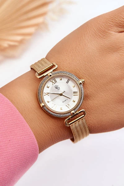 Wodoodporny Damski Zegarek Z Bransoletą Mesh GG Luxe Złoty