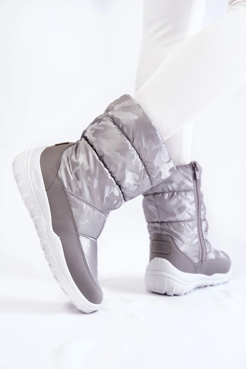 Damskie Wysokie Śniegowce Big Star KK274600 Szare