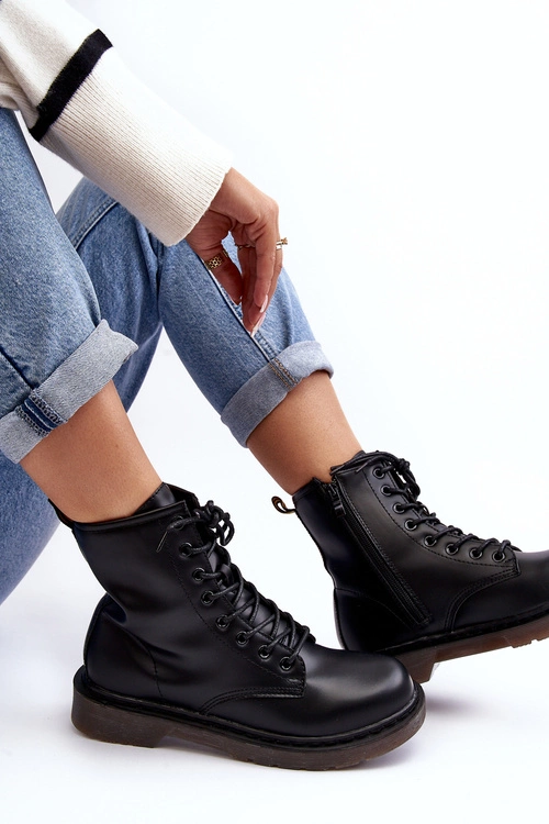 Damskie Botki Trapery Z Suwakiem Czarne Mibrasa