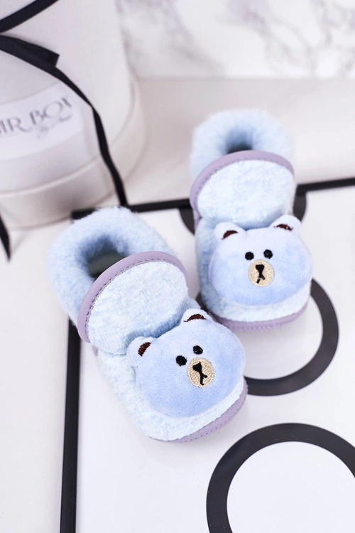 Dziecięce Papcie Na Gumce Z Misiem Niebieskie Pooh