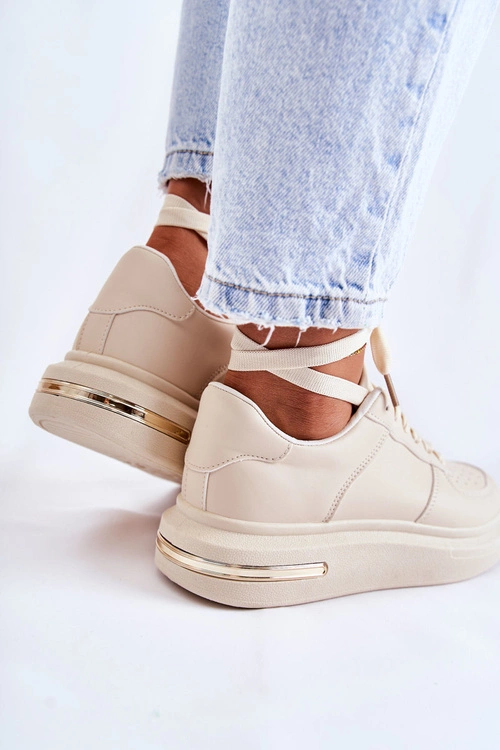 Klasyczne Skórzane Buty Sportowe Beżowe Jennys