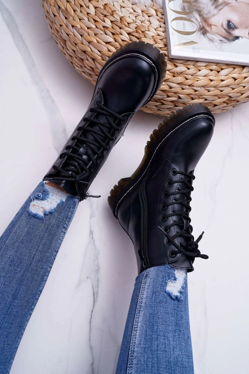 Damskie Botki Glany Workery Czarne Barski 56-5