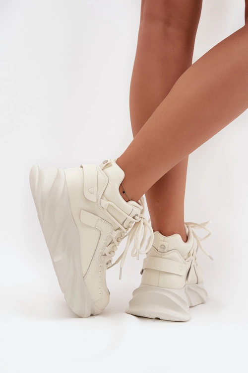 Sneakersy Damskie Skóra Naturalna GOE SS2N4037 Zgaszona Biel