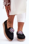 Damskie Mokasyny Na Platformie Z Kamieniami Czarne Elonore