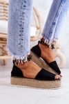 Sandałki Espadryle Na Platformie Czarne Jeannie