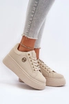 Sneakersy Damskie Na Platformie Beżowe Eshen
