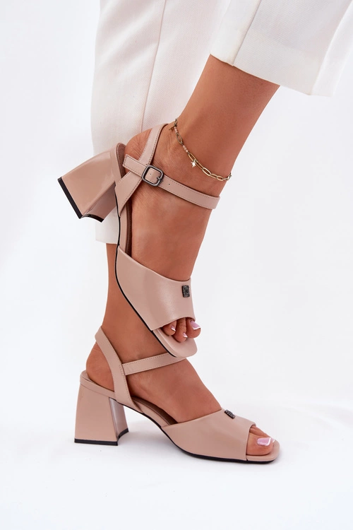 Sandały Damskie Na Słupku Vinceza 62235 Beżowe