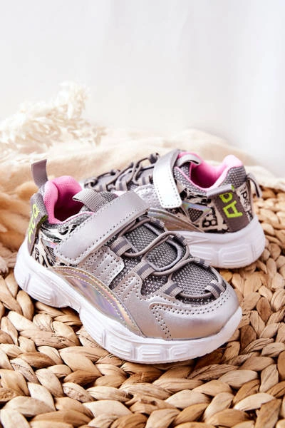 Dziecięce Sportowe Buty Na Rzepy Srebrne Vibo