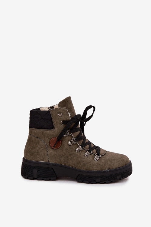 Ocieplane Trapery Damskie Na Platformie Ciemnozielone Zaraine