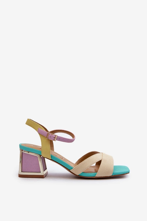 Pastelowe Sandały Damskie Na Obcasie D&A CR482 Beżowe