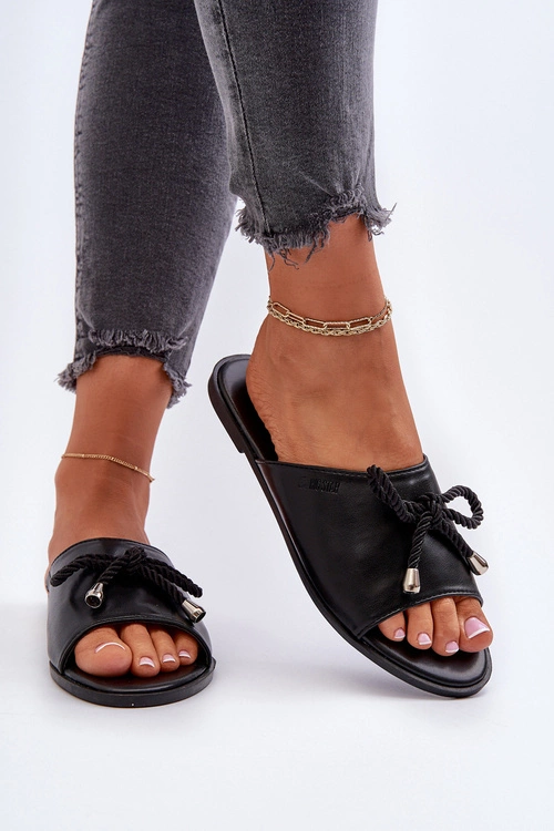 Klapki Damskie Eko Skórzane Big Star NN274066 Czarne