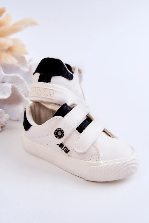 Dziecięce Trampki Na Rzepy Big Star JJ374108 Biało-Czarne