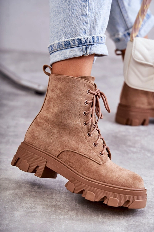 Zamszowe Ocieplane Botki Workery Brązowe Darvin