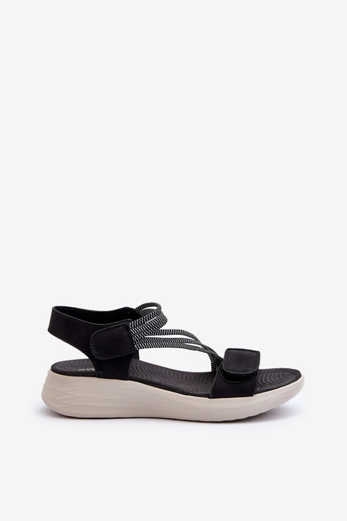 Damskie Wygodne Sandały Na Rzep Czarne Eladora