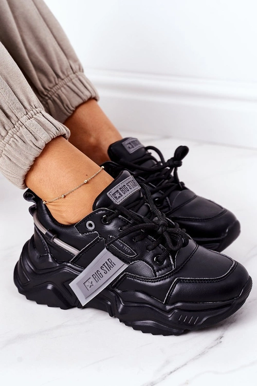 Damskie Sportowe Buty Sneakersy Big Star GG274215 Czarno-Szare