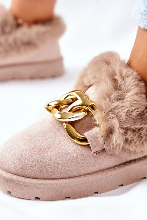 Damskie Papcie Złoty Łańcuch Beżowe Ardrums