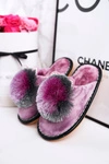 Dziecięce Klapki Papcie Z Pomponem Fioletowe Cinderella