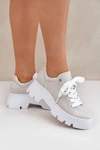 Sneakersy Buty Sportowe Na Platformie CheBello 4632 Srebrne