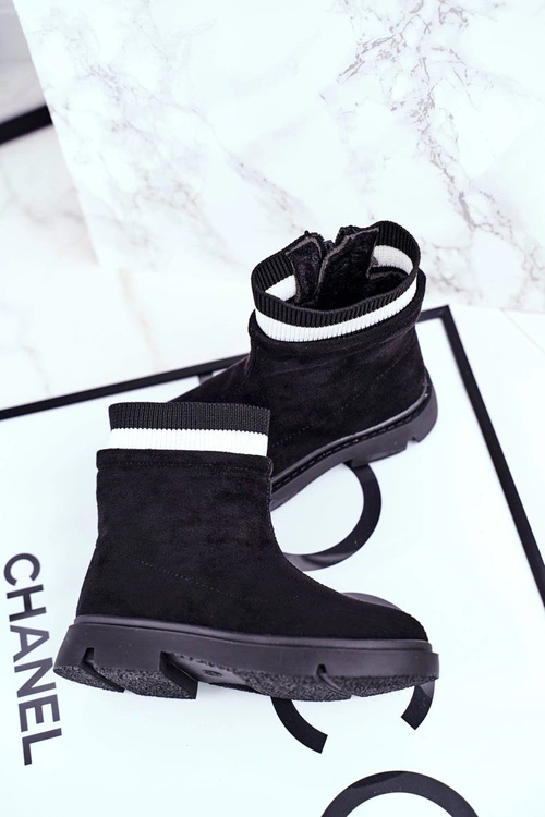 Dziecięce Botki Ocieplane Sztyblety Czarne Pinko