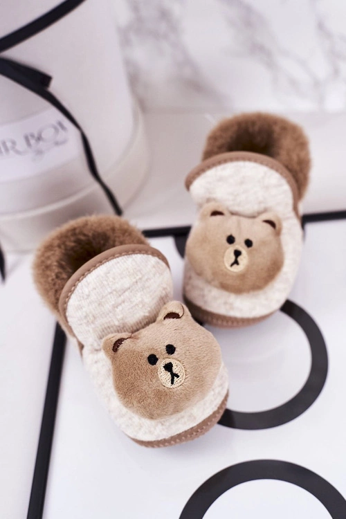 Dziecięce Papcie Na Gumce Z Misiem Brązowe Pooh