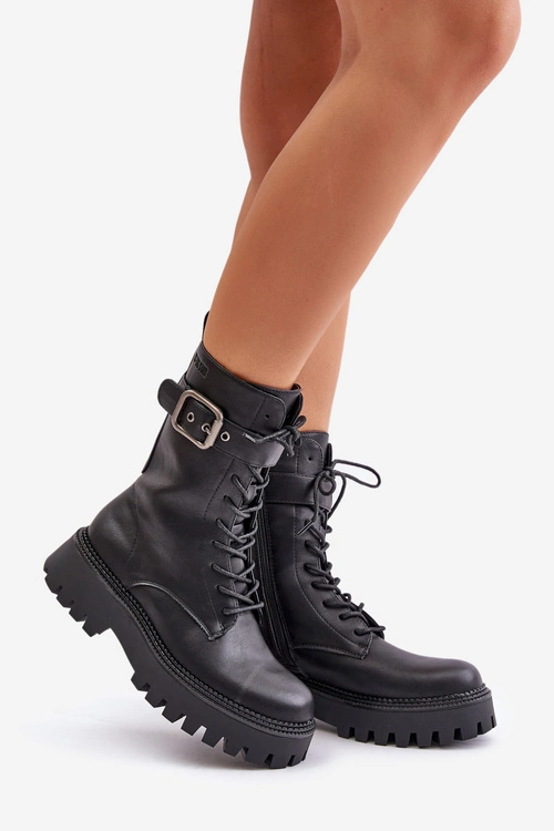 Ocieplane Botki Workery Z Klamrą Big Star OO274137 Czarne