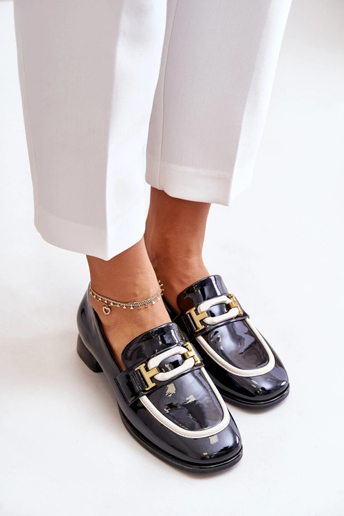 Lakierowane Półbuty Damskie Na Klocku Artiker 55C0104 Czarne