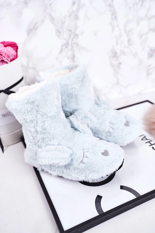 Dziecięce Papcie Ocieplane Kożuszkiem Niebieskie Sleepyhead