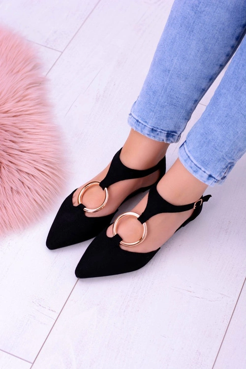 Czarne Zamszowe Balerinki w Szpic Ciao