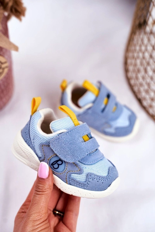 Sportowe Buty Dziecięce na Rzep Zamszowe Niebieskie Malbred