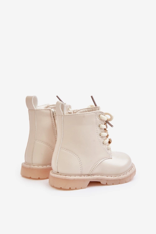 Ocieplane Botki Dziecięce Z Misiem Na Zamek Beżowe Enchanta