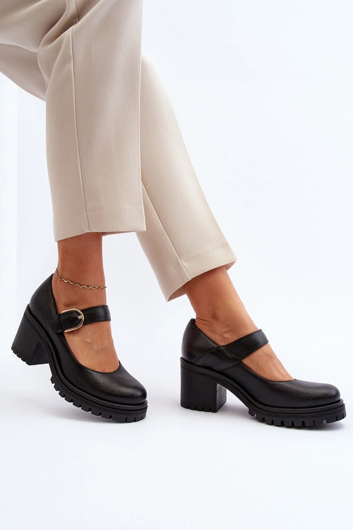 Zazoo 20166 Skórzane Czółenka Czarne