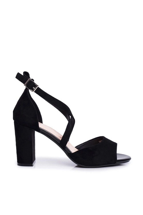 Sandały Damskie Na Słupku Sergio Leone Czarne SK865