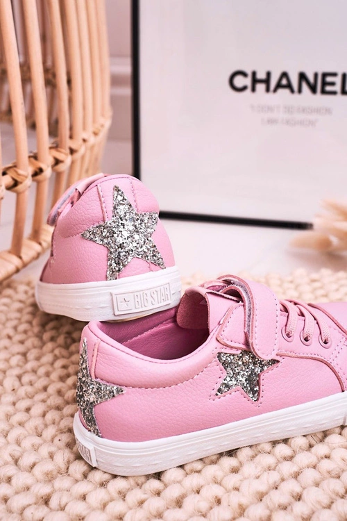 Dziecięce Skórzane Trampki Z Gwiazdą BIG STAR DD374104 Różowe