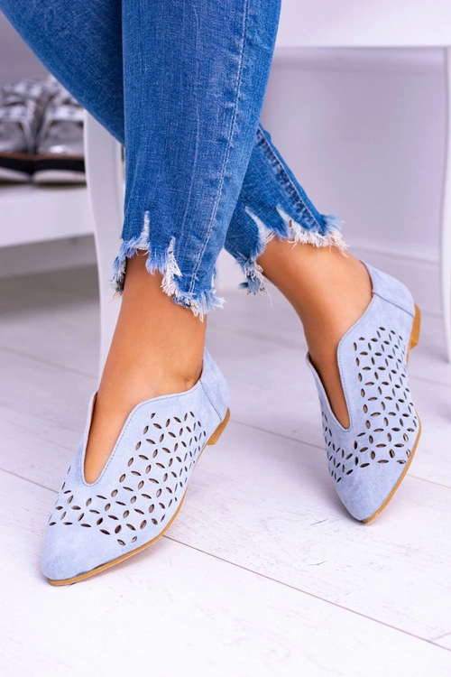 Lu Boo Niebieskie Zamszowe Damskie Wsuwane Półbuty Synthia