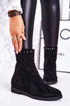 Damskie Ocieplane Botki Na Koturnie Zamszowe Czarne Performance