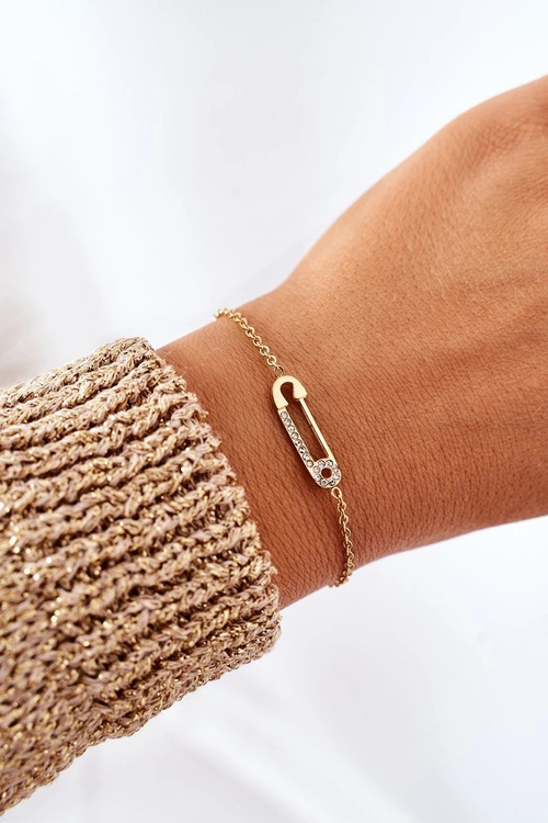 Bransoletka Z Agrafką I Cyrkoniami Złota