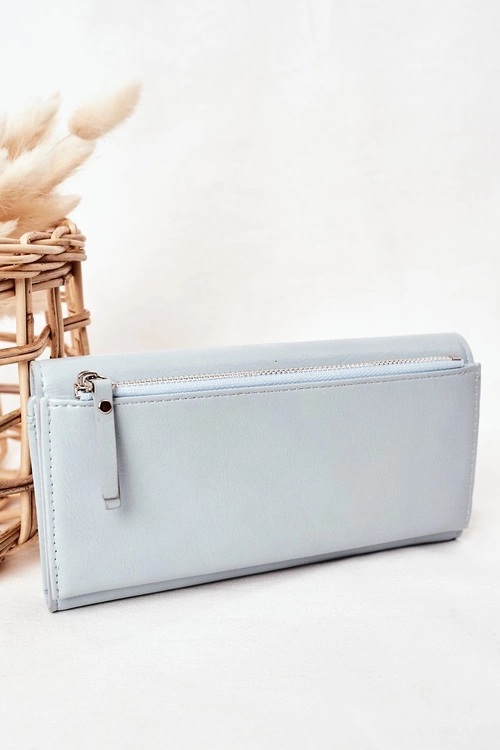 Duży Portfel Damski Na Magnes Błękitny