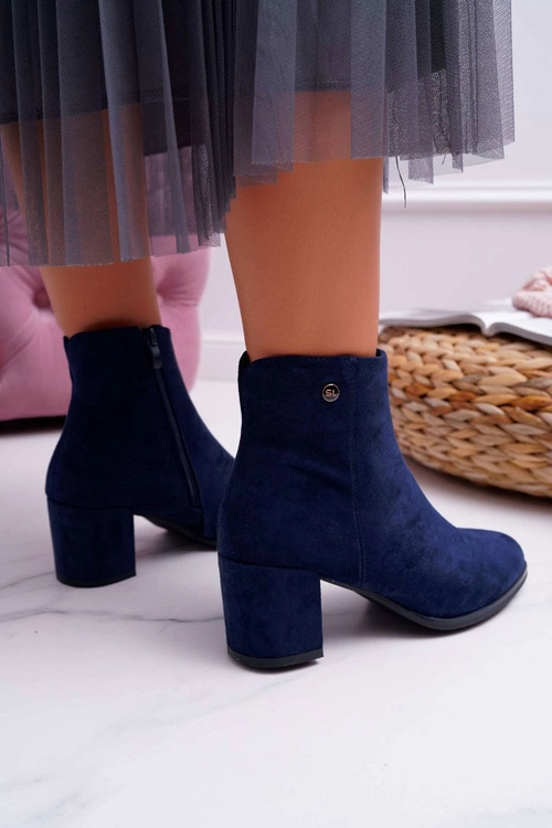 Botki Damskie Na Obcasie Sergio Leone Granatowe BT520