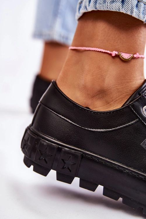 Modne Skórzane Trampki Big Star KK274143 Czarne