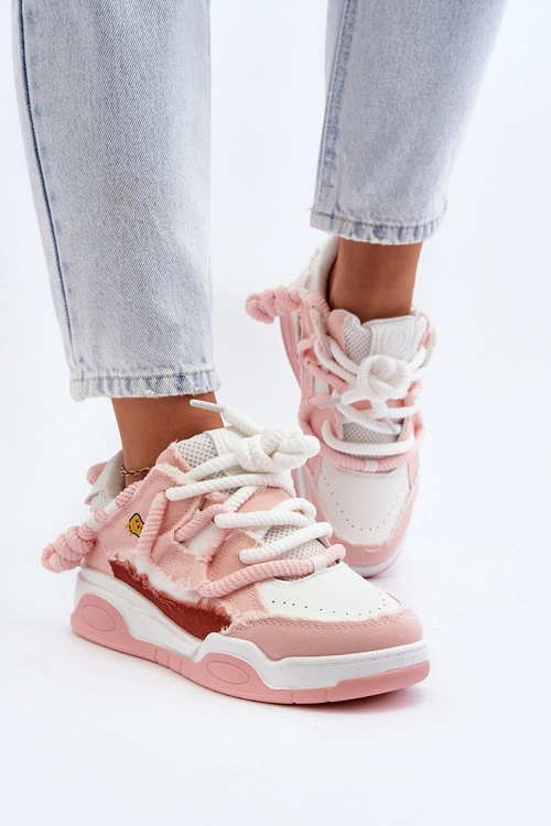 Damskie Sneakersy Z Grubym Sznurowaniem Różowe Miatora