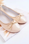 Lakierowane Dziecięce Balerinki Z Kokardką Beżowe Cassie