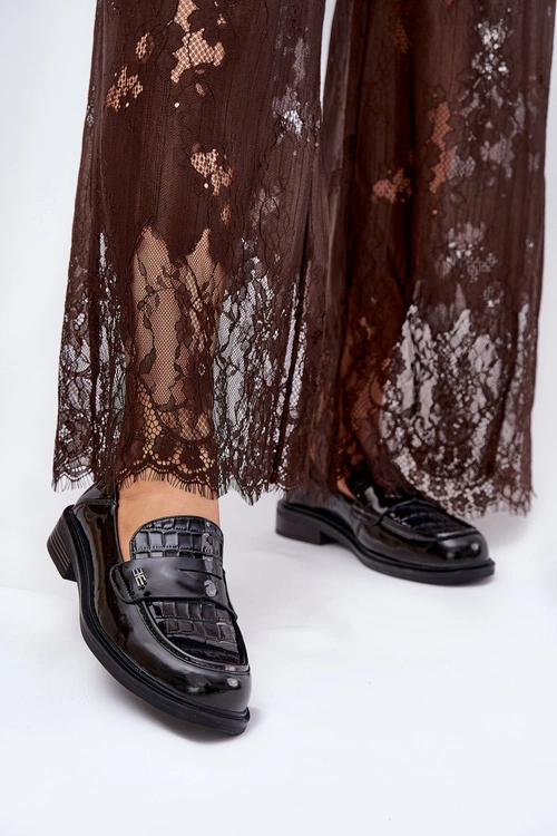 Lakierowane Skórzane Mokasyny Damskie Vinceza 91125 Czarne