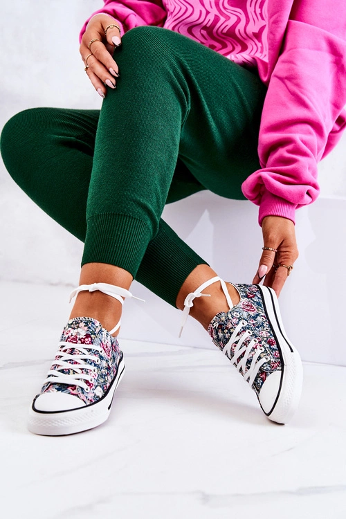 Niskie Trampki W Kwiaty Zielone Desiree