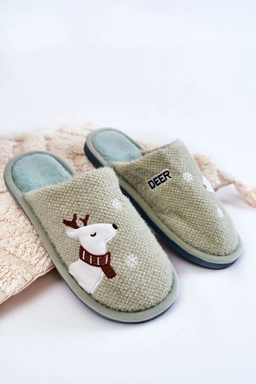 Damskie Świąteczne Papcie Z Reniferem Zielone Millio