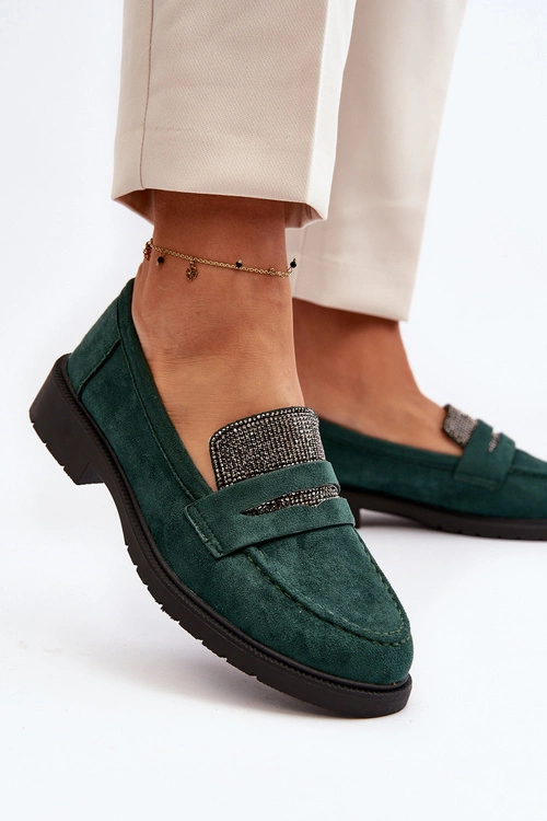 Damskie Zdobione Mokasyny Ciemnozielone Dananei