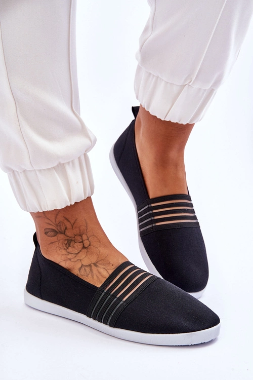 Damskie Tenisówki Materiałowe Slip-On Czarne Lilis