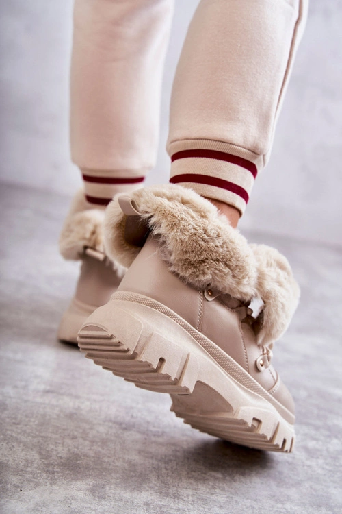 Ocieplane Botki Trapery Beżowe Charles