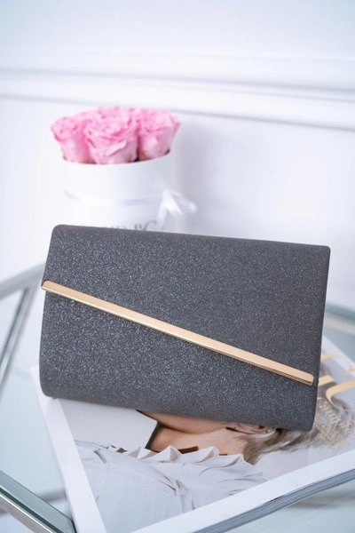 Damska Grafitowa Torebka Wieczorowa Brokat