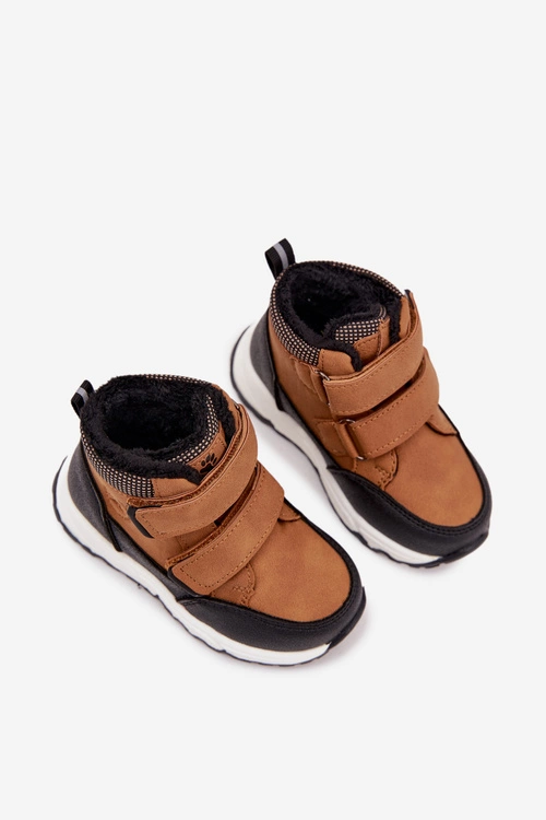 Ocieplane Dziecięce Buty Zimowe Na Rzep Camel Nolivine
