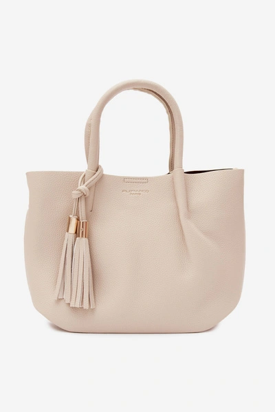 Flora&Co Torebka Shopper Skórzana Jasnobeżowa Fleece